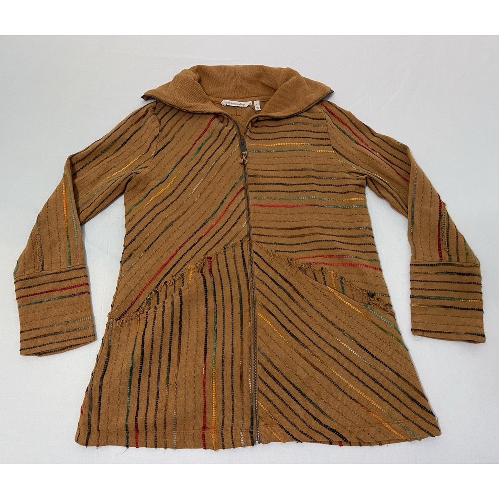 SOFT SURROUNDINGS Kinsale Boucle' Striped  Zip Front Boho Jacket Top‎ S $189